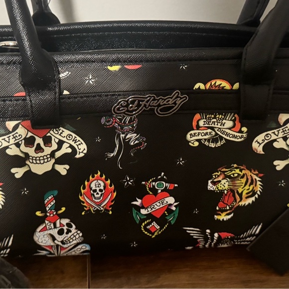Ed Hardy Black Satchel with Tattoo Design - Picture 2 of 6